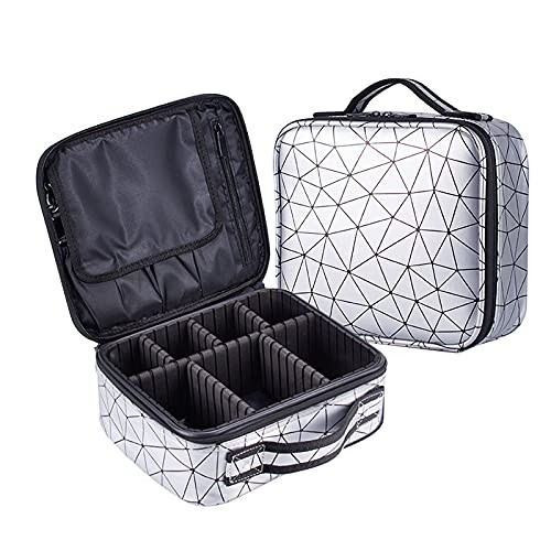 Travel Makeup Bag Make Up Cosmetic Train Case Organizer Storage for Women with Adjustable Compartments for Women Makeup Brush Toiletry Jewelry Digital Accessories