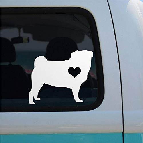 Pug with Heart auto Sticker,Vinyl Car Decal,Decor for Window,Bumper,Laptop,Walls,Computer,Tumbler,Mug,Cup,Phone,Truck,Car Accessories