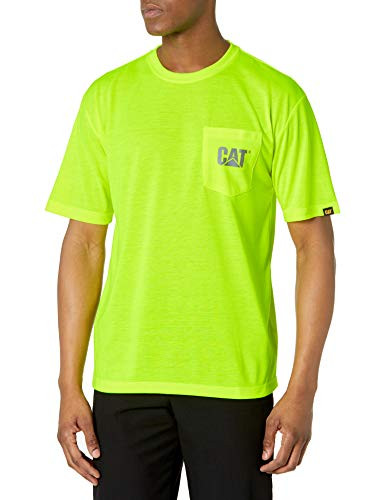 Caterpillar Men's Trademark Pocket T-Shirt -Regular and Big  and  Tall Sizes-, Hi-Vis Yellow, Small