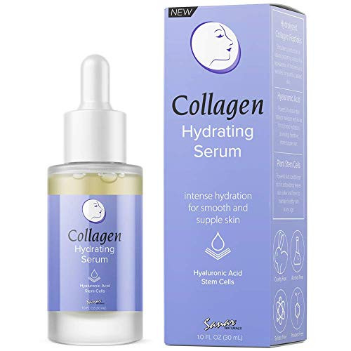 Sanar Naturals Collagen Hyaluronic Acid Serum Infused with Apple Stem Cells - Anti Aging Hydrating Face Serum - Facial Moisturizer - Face Lift Serum, Intense Hydration to Renew Skin, 1fl oz