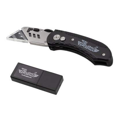 Brock Replacement Folding Pocket Utility Knife Black w/5 Extra Blades