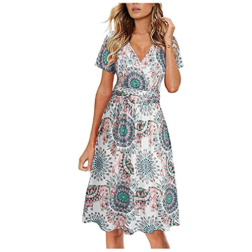 fine_fine Women's Summer Short Sleeve Casual Dresses Elastic Sun Dress T Shirt Floral Printing Beach Maxi Loose Dress fine_fine Women's Summer Short Sleeve Casual Dresses Elastic Sun Dress T Shirt Floral Printing Beach Maxi Loose Dress