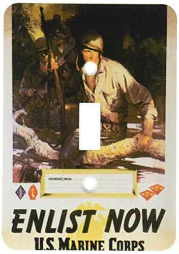 3dRose lsp_149421_1 Vintage Enlist Now Us Marine Corps Guadal Canal Enlistment Poster Light Switch Cover