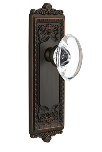 Grandeur Windsor Plate with Provence Crystal Knob, Passage - 2.375", Timeless Bronze