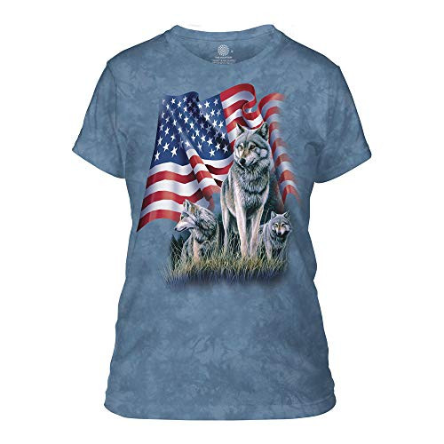 The Mountain Women's Wolf Flag Apparel, Blue, 2XL The Mountain Women's Wolf Flag Apparel, Blue, 2XL