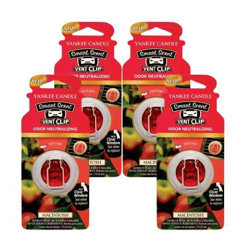 Yankee Candle Car Freshener Smart-Scent Vent Clips, 4-Pack -Macintosh-