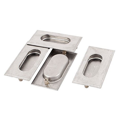 uxcell 4pcs 78mmx41mm Stainless Steel Recessed Flush Pull Sliding Door Handle