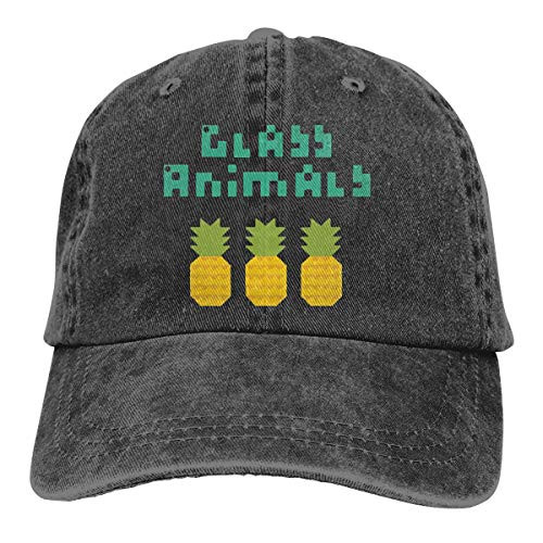 Glass Animals Band Pineapple Hat Denim Washed Baseball Cap Dad Ball Hat Adjustable Trucker Cap for Men and Women Black
