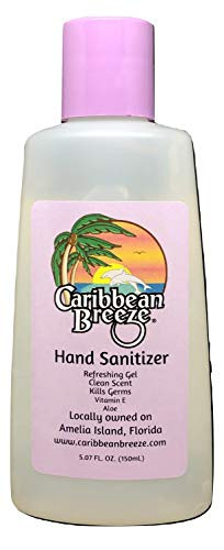 Caribbean Breeze Hand Sanitizer Gel - Ethyl Alcohol 70 percent - Aloe - Clean Scent - 5oz -150mL-