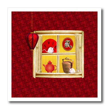 3dRose Image of Window, White Rats, Fan, Sign, Teapot. - Iron on Heat Transfers -ht_329113_2-