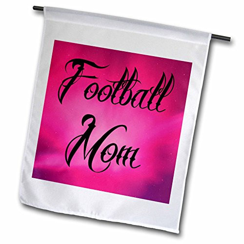 3dRose fl_180138_1 Football Mom, Pink and Purple Background Garden Flag, 12 by 18-Inch