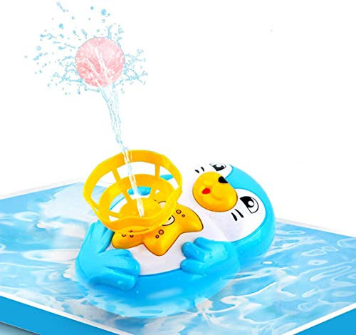 IZvs53C Baby Bath Toys for Toddlers, Baby Cute Otter Spray Water Toy Rotate Sprinkler with Fountain, Seal Spray Water Toy with 2 Balls Water Sprinkler Pool Toys for Infants Kids -Blue-