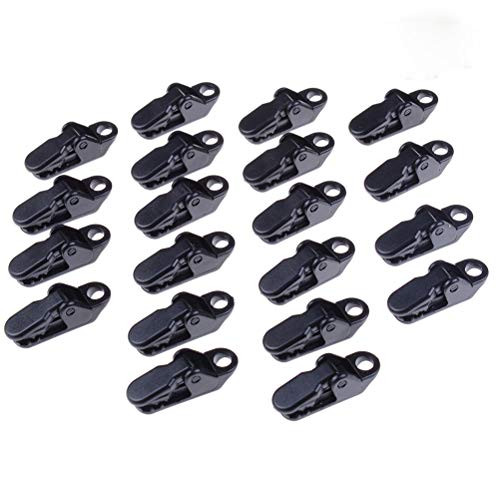 Ziitai 20 Pcs Small Clamp Tarp Awning Clamp Set -Clips Black Trap Clips Jaw Tent Snaps Camping Clamp Clips Tent Tighten for Outdoors