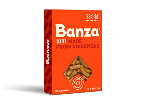 Banza Chickpea Pasta, Ziti - Gluten Free Healthy Pasta, High Protein, Lower Carb and Non-GMO - -Pack of 6-