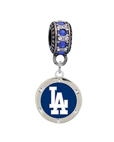 Los Angeles Dodgers Round Charm with Crystals