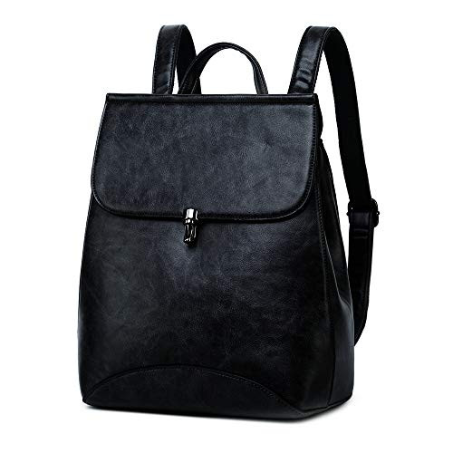 WINK KANGAROO Fashion Shoulder Bag Rucksack PU Leather Women Girls Ladies Backpack Travel bag -black 2-