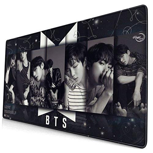 BTS Merchandise Bg Mouse Pad with Stitched Edge Mouse Mat Non-Slip Rubber Base Mousepad for Laptop Computer Pc