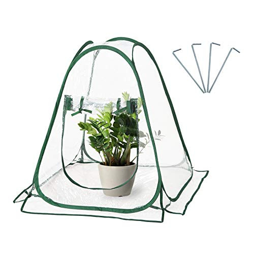 EAGLE PEAK Mini Pop Up Greenhouse 27" x 27" x 31" Portable Small PVC Gardening Flowerpot Cover Backyard Plant Flower Shelter Grow House for Outdoor Indoor