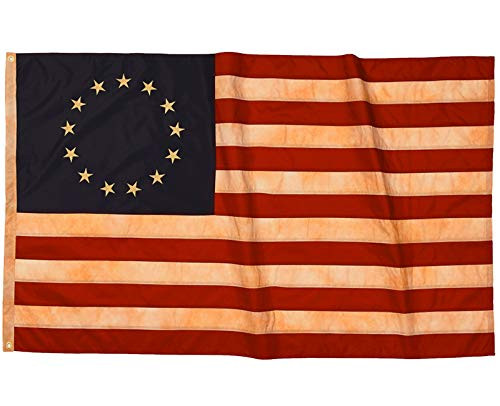 Homissor Embroidered Stars Betsy Ross Tea Stained American Flag 3x5 Outdoor- 13 Stars Flag 13 Colonies Primitive Vintage US Flags Banner Stitching Stripes with 2 Brass Metal Grommets Homissor Embroidered Stars Betsy Ross Tea Stained American Flag 3x5 Outdoor- 13 Stars Flag 13 Colonies Primitive Vintage US Flags Banner Stitching Stripes with 2 Brass Metal Grommets