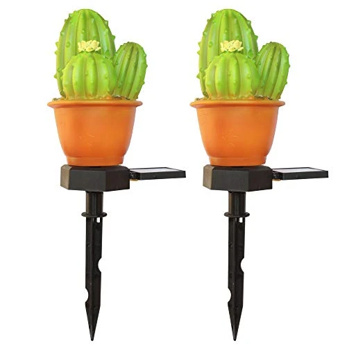 无 2 Pack Cactus Solar Lights Outdoor Waterproof Solar Night Landscape Lights Pathway Garden Yard Lawn Walkway Decoration