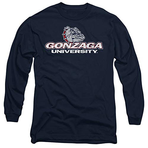 Gonzaga University Official Distressed Primary Unisex Adult Long-Sleeve T Shirt,Navy, Medium Gonzaga University Official Distressed Primary Unisex Adult Long-Sleeve T Shirt,Navy, Medium