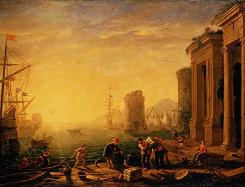 Berkin Arts Claude Lorrain Giclee Canvas Print Paintings Poster Reproduction-Morning in The Harbour- -XFB