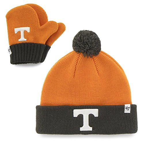 '47 Tennessee Volunteers Infant/Toddler Bam Bam Beanie Hat POM and Glove Gift Combo - NCAA Baby Knit Cap/Mittens