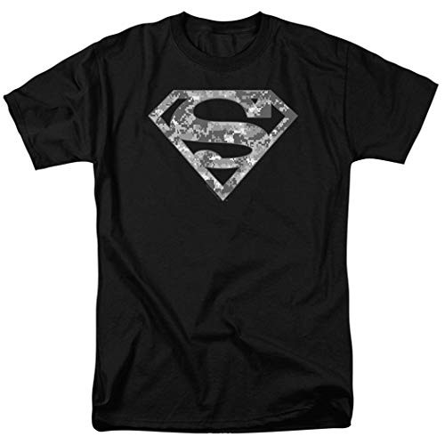 Popfunk Superman Digital Camo Logo S Shield Black T Shirt  and  Stickers -Large-