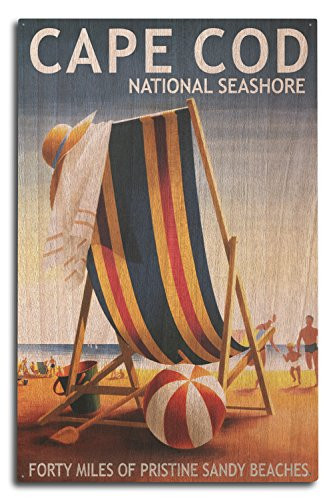 Lantern Press Cape Cod National Seashore - Beach Chair and Ball -10x15 Wood Wall Sign, Wall Decor Ready to Hang-