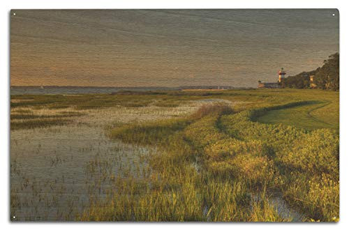 Lantern Press Hilton Head, South Carolina, Harbour Town Lighthouse and Coast, Photography A-94783 -10x15 Wood Wall Sign, Wall Decor Ready to Hang-