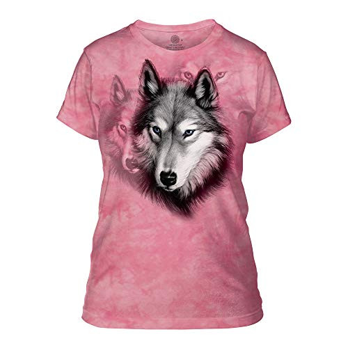 The Mountain Women's Wolf Portrait Apparel, Pink, 2XL The Mountain Women's Wolf Portrait Apparel, Pink, 2XL