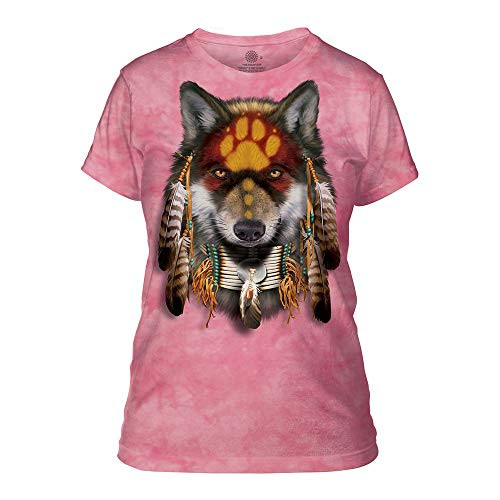 The Mountain Women's Native Wolf Spirit Apparel, Pink, 2XL The Mountain Women's Native Wolf Spirit Apparel, Pink, 2XL