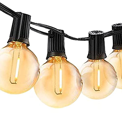 ZYAN Outdoor String Lights, 27FT G40 Globe LED Patio String Lights with 24 Plastic Edison Bulbs, Waterproof Shatterproof Connectable Dimmable Hanging Lights for Backyard Wedding Decor Balcony, Black