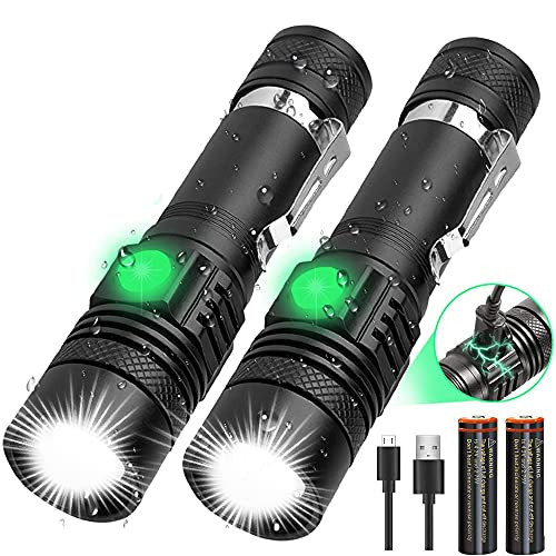 LED Tactical Flashlight Rechargeable -Battery Included-, IPX6 Waterproof Flashlight, 1200lm, Super Bright LED, Zoomable, Pocket-size Small LED Flashlight for Hiking, Camping, Emergency Use
