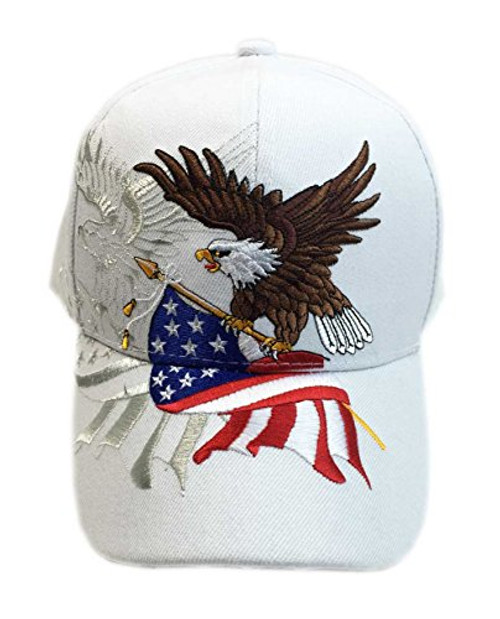 aesthetinc Patriotic American Flag Design Baseball Cap USA 3D Embroidery -White- aesthetinc Patriotic American Flag Design Baseball Cap USA 3D Embroidery -White-
