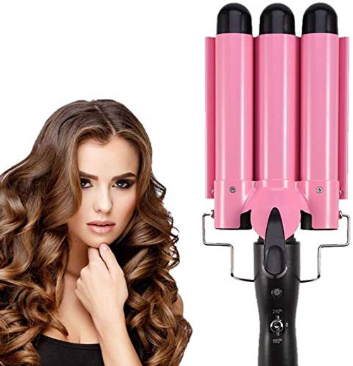 HSXOTM Hair Curling Iron 3 Barrel Wand Temperature Adjustable 25mm Hair Waver Curling Iron for Long or Short Hair Heat Up Quickly Last Long Curling Iron Hair Waver Hot Tools for Women or Girls-Pink- HSXOTM Hair Curling Iron 3 Barrel Wand Temperature Adjustable 25mm Hair Waver Curling Iron for Long or Short Hair Heat Up Quickly Last Long Curling Iron Hair Waver Hot Tools for Women or Girls-Pink-