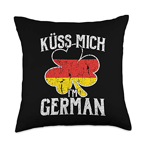 St Patrick's Day Shirt Ink Kuss Mich I'm German Funny St Patricks Day Shirt Throw Pillow, 18x18, Multicolor