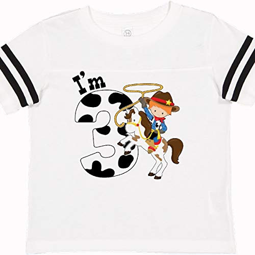 inktastic I'm Three-Cowboy Toddler T-Shirt 2T Football White and Black 2ca49