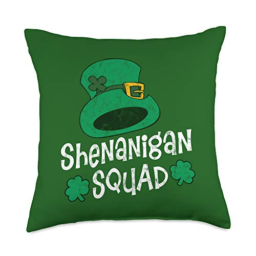 St Patrick's Day Lucky Ink Shenanigan Squad St Patrick's Shamrock Funny Party Throw Pillow, 18x18, Multicolor
