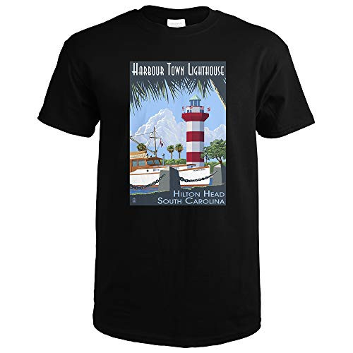 Hilton Head, South Carolina, Harbour Town Lighthouse 32683 -Black T-Shirt X-Large- Hilton Head, South Carolina, Harbour Town Lighthouse 32683 -Black T-Shirt X-Large-