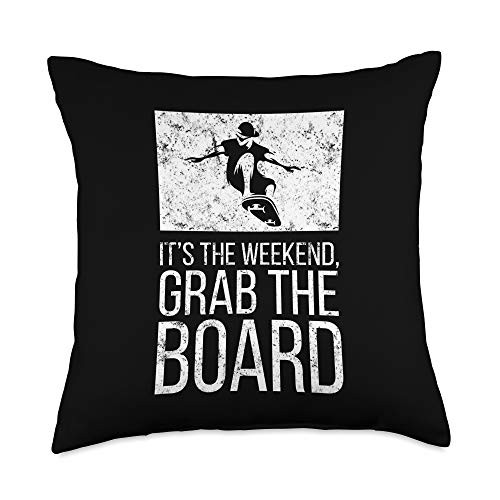 Skateboard Love Skater Shirts It's The Weekend Grab The Board Skateboarding Throw Pillow, 18x18, Multicolor Skateboard Love Skater Shirts It's The Weekend Grab The Board Skateboarding Throw Pillow, 18x18, Multicolor