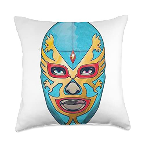 Feel-Ink Lucha Libre Mexicana Mexican Wrestling Feel-Ink Dos Caras Lucha Libre Mexican Wrestler Legend Throw Pillow, 18x18, Multicolor