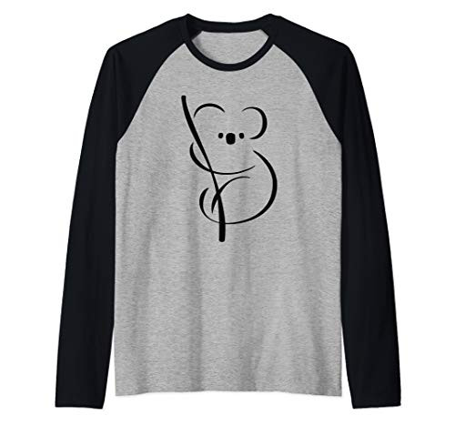 Cute Australian Koala Bear Minimal Ink Design Raglan Baseball Tee