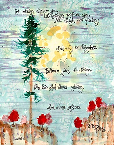 Dovetail Ink Saint Teresa of Avila Bookmark Prayer Signed Art Print - Catholic Gift Carmelite Gift -8x10-