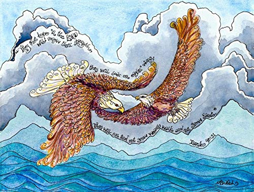 Dovetail Ink Eagles Wings - Christian Sympathy Gift with Isaiah 40-31 - Signed Art Print -8x10 Inches-