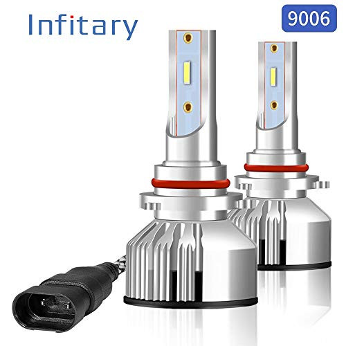 INFITARY 9006 LED Headlight Bulbs CSP HB410000LM Bright White 6500K High Low Beam Fog Light All-in-One Conversion Kit Plug Play Car Motorcycle Replacement Mini LED Headlamp
