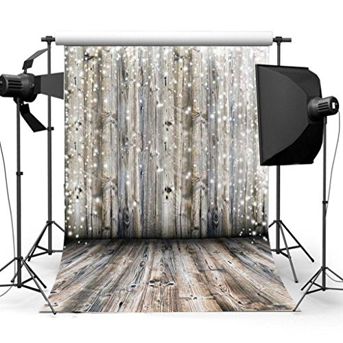 DODOING 3x5ft Light Grey Wood Wall Photography Backdrop Gray Wooden Floor Photo Backgrounds Studio Prop for Christmas 0.9x1.5m