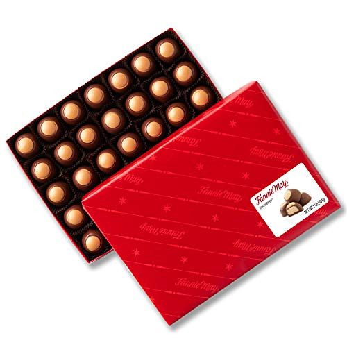 Fannie May Peanut Butter Buckeyes, Milk Chocolate Covered Creamy Peanut Butter, Chocolate Candy Gift Box, 1 lb, Perfect Father's Day Gift for Dad