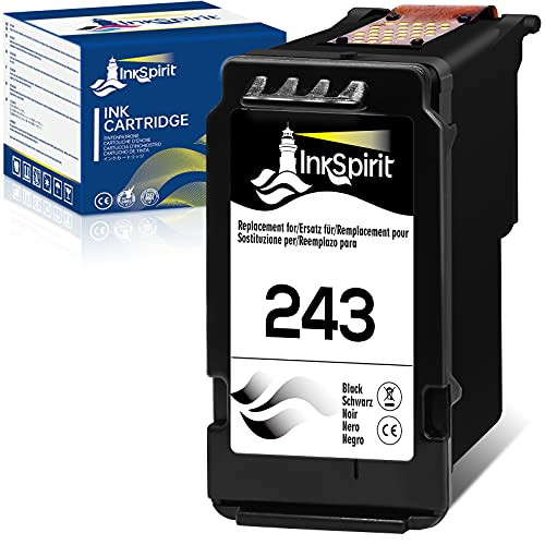 InkSpirit Remanufactured Ink Cartridge Replacement for Canon 243 PG-243 PG-245 245 Black for Pixma MX492 MX490 TR4522 MG2420 TS3122 MG2922 MG2520 MG2500 TS3100 MG2522 MG2920 MG3022 MG3029 -1 Pack-