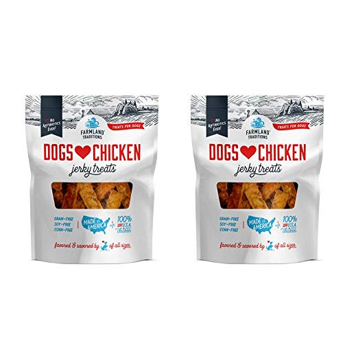 Farmland Traditions Dogs Love Chicken Premium Jerky Treats for Dogs -2 Bags x 1 lb. Each No Antibiotics Ever USA Raised Chicken- Farmland Traditions Dogs Love Chicken Premium Jerky Treats for Dogs -2 Bags x 1 lb. Each No Antibiotics Ever USA Raised Chicken-